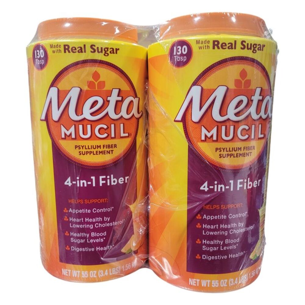 Metamucil Psyllium 4in1 Fiber Supplement Powder, Orange, 55 oz., 2 pk.